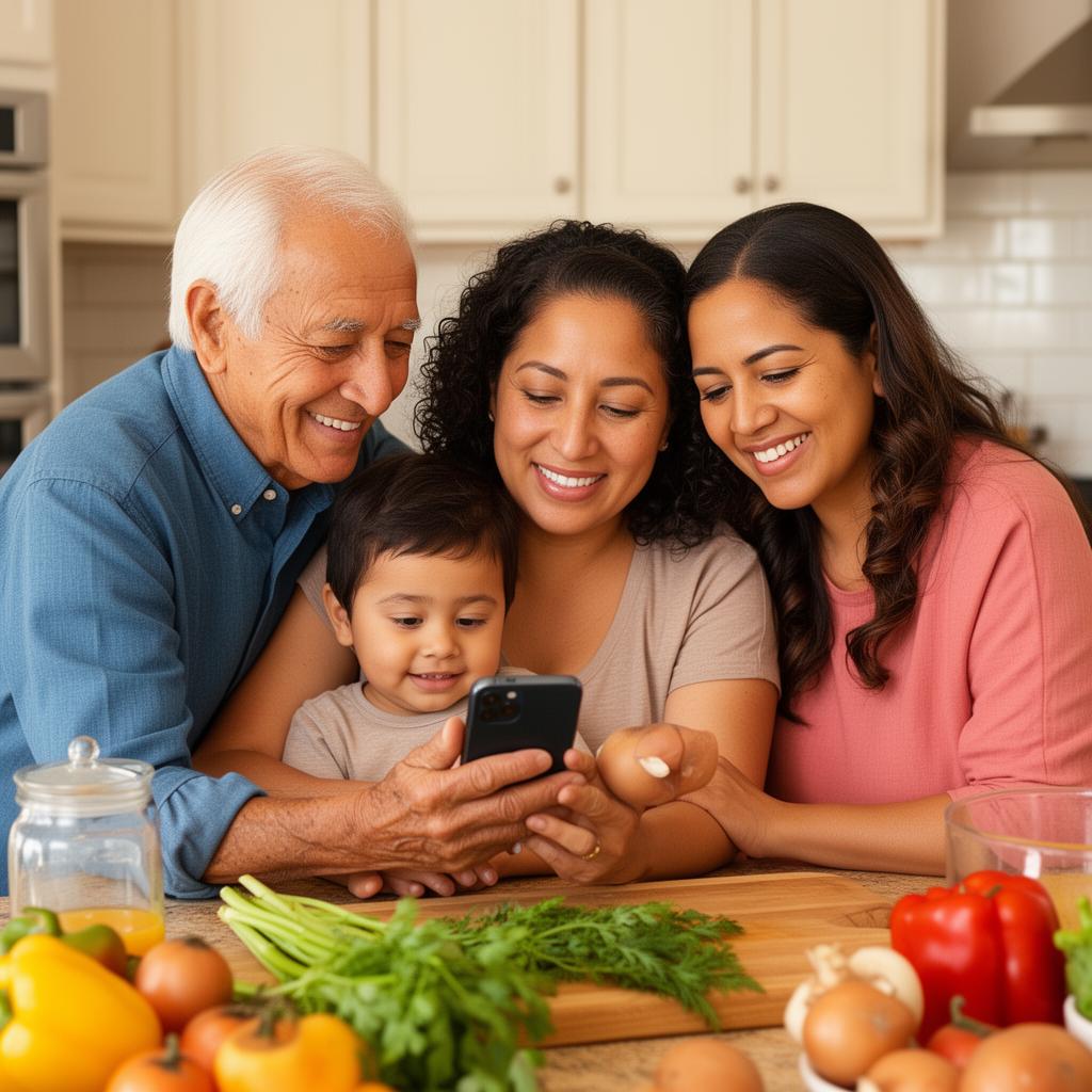 A family using HealthHarms AI together